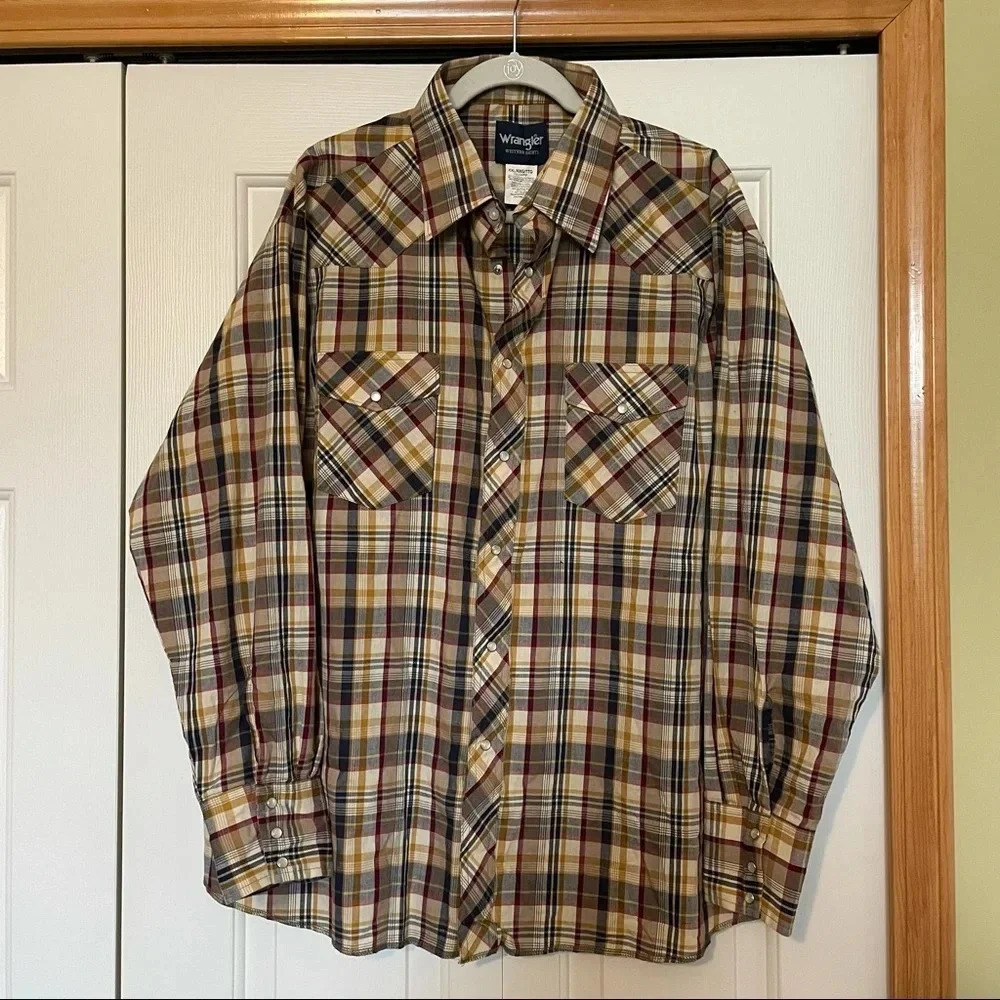 Wrangler Western Pearl‎ Snap Plaid Shirt
